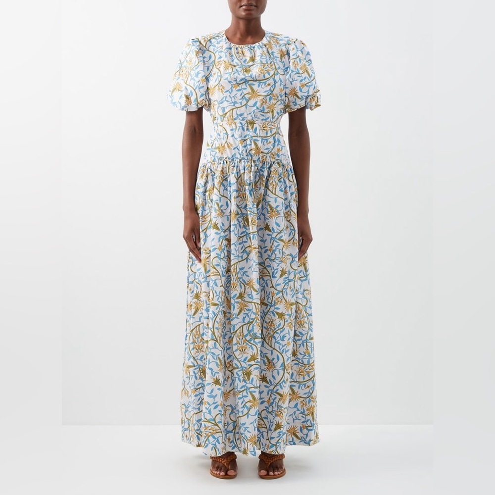 Agua Bendita Blue Samba Maxi Sundress with garment bag